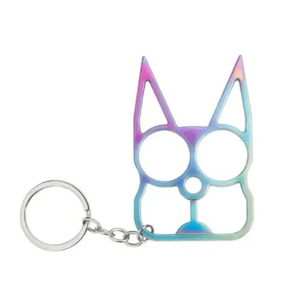 Cat-Shaped Security Multifunctional Knuckle Multicolored Keychain